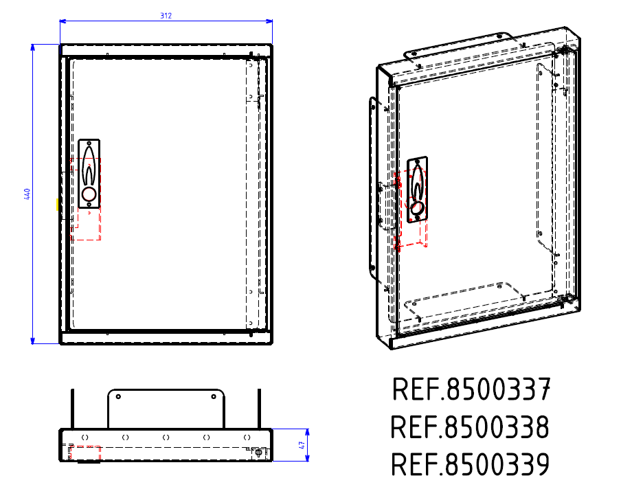 PORTE ALUMINIUM DE REPARATION DE COFFRET S200 STRATINOR / CAHORS /MECELEC 8500339 8500337 8500338